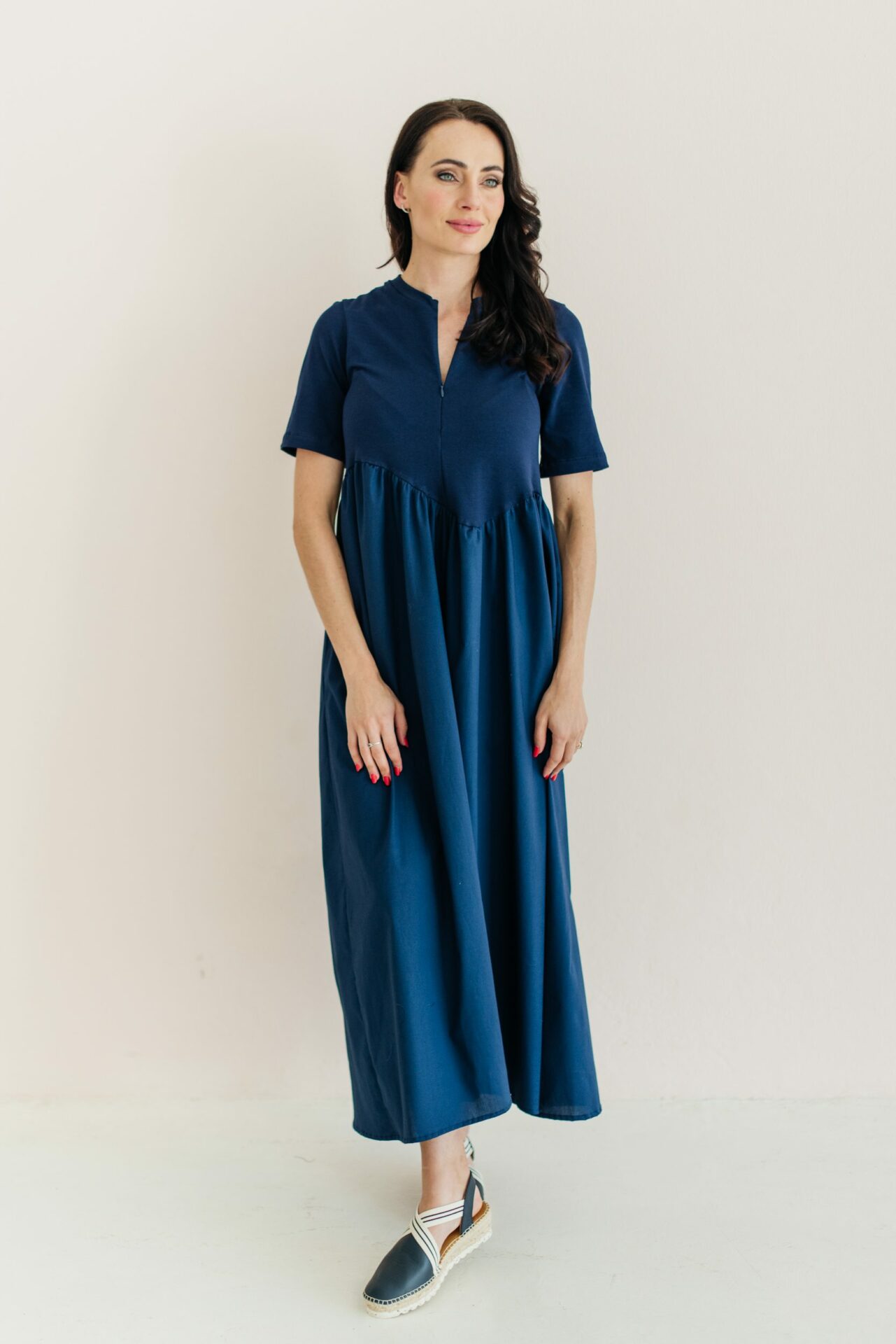 Buy The Up And Down Dress Navy - Momsy Maternity, Nursing, & Womenswear